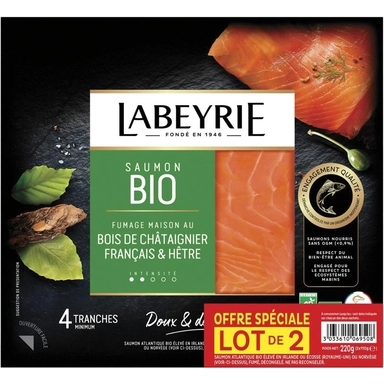 Image de Saumon Atlantique Bio "Labeyrie" fumé au bois de hêtre