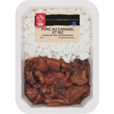 Image de Porc au caramel et riz “Les Trois d’Asie”