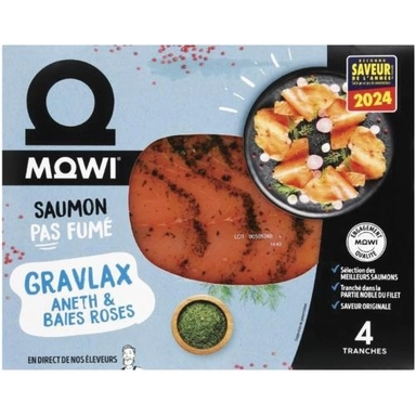 Image de Saumon pas fumé gravlax "Mowi" aneth & baies roses