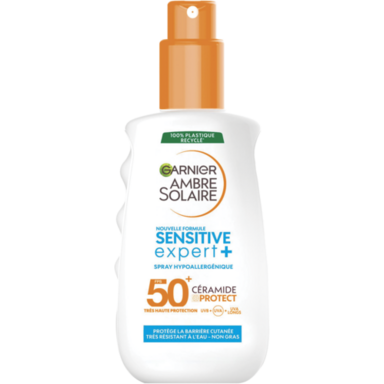 Spray protection solaire sensitive expert+ adulte SPF50+ Ambre solaire "Garnier"