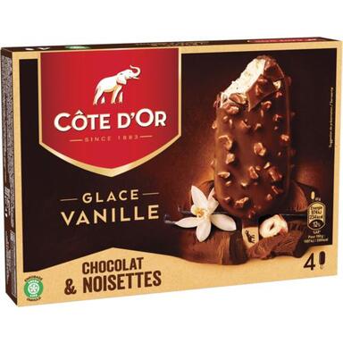 Bâtonnets de crème glacée "Côte d'Or" vanille chocolat & noisettes