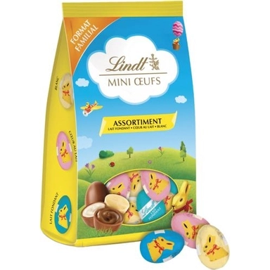 Image de Assortiment de mini œufs au chocolat au lait, lait fondant et blanc "Lindt"