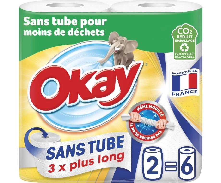 Image de Essuie-tout sans tube blanc "Okay"
